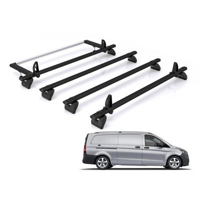 Mercedes Vito (2015 onwards) - Rhino Kammbar Black Roof Bars and Rear Roller
