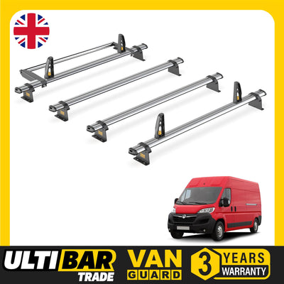 Roof Rack Vauxhall Movano 2022+ L3H2/L4H2 4x Bars, Roller, Loadstops - Van Guard