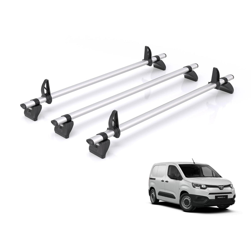 Toyota Proace (2020-) City - 3 Rhino Kammbar Pro Roof Bars (Aluminium)