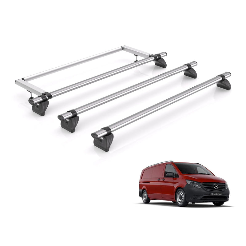 Mercedes Vito Roof Rack For 2015+ Compact/Long Wheelbase With Barn Doors 3x Bars