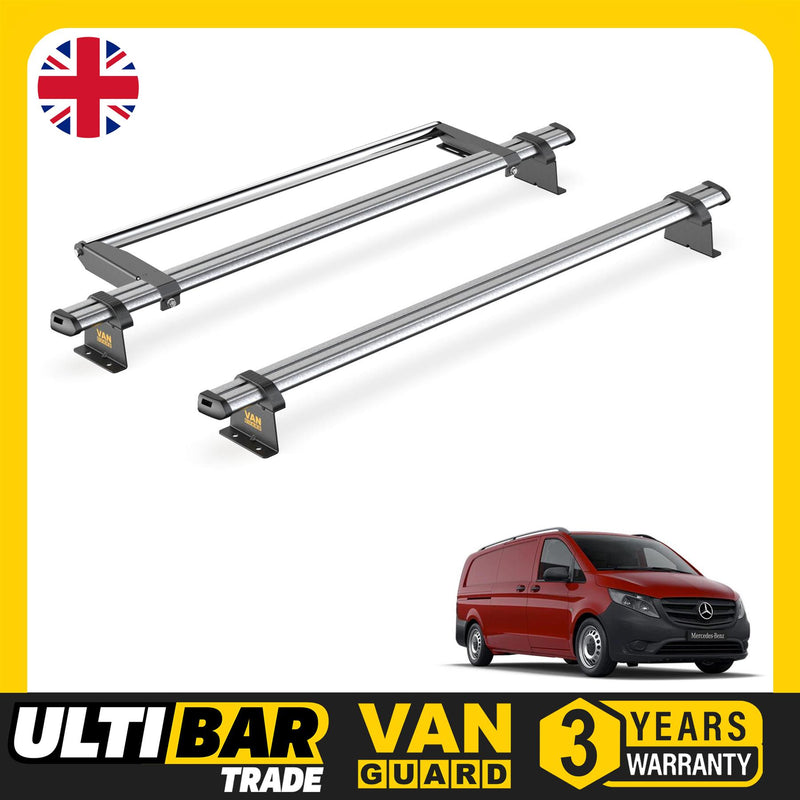 Mercedes Vito (2014-) - 2 Van Guard Ultibar Trade Roof Bars + Roller