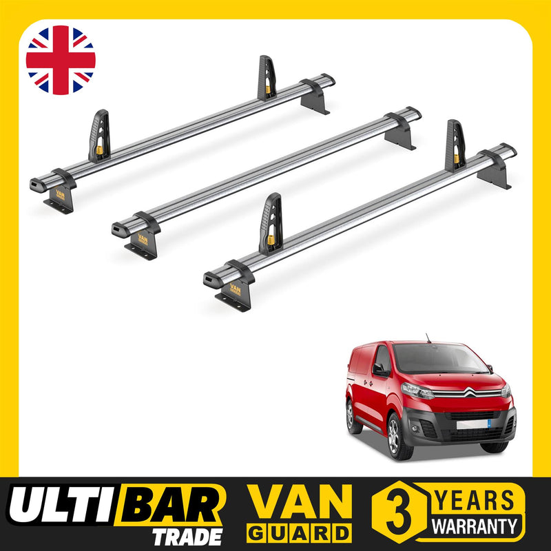 Peugeot Expert Roof Rack for 2016+ Long Wheelbase 3 Bars Van Guard UltiBar Trade