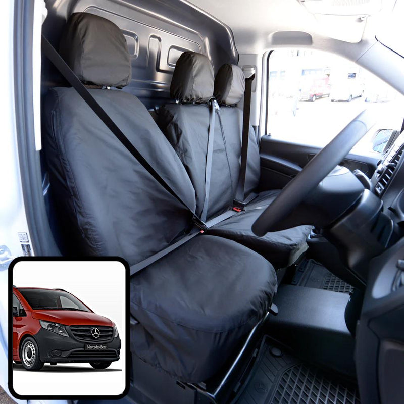 Mercedes Vito (W447 2014-) - Tailored Front Row Seat Covers in Black (1+2)