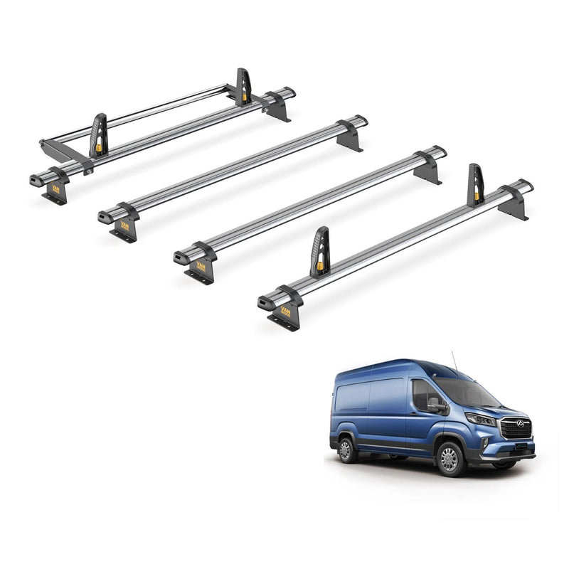 Maxus Deliver 9 Roof Rack for 2020+ 4x Roof Bars, Roller, Loadstops - Van Guard