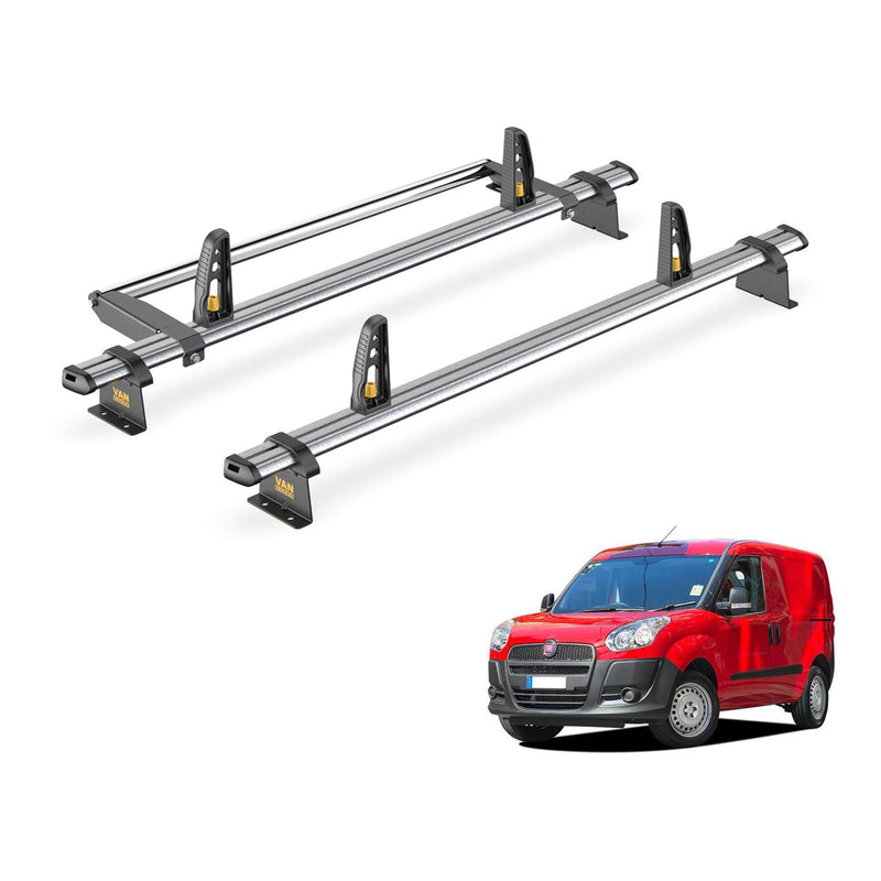 Fiat Doblo Roof Rack for 2010+ 2x Bars & Roller & Loadstops Van Guard Ulti Trade