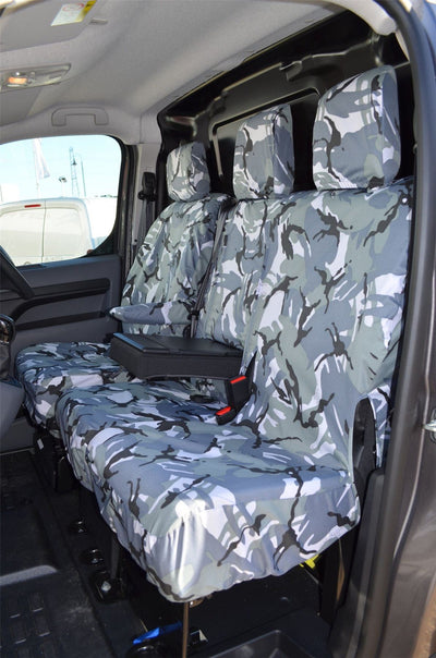 Grey Camo Front Seat Covers for Citroen Dispatch (2016 on) [Enterprise Spec]
