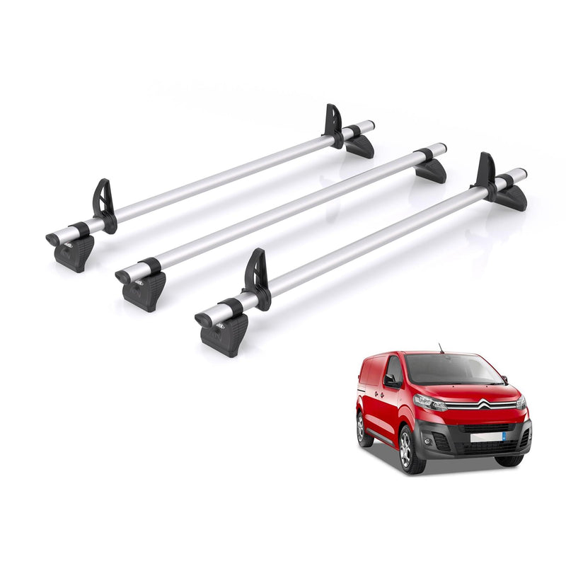 Peugeot Expert (2016-) - 3 Rhino Kammbar Pro Roof Bars (Aluminium)