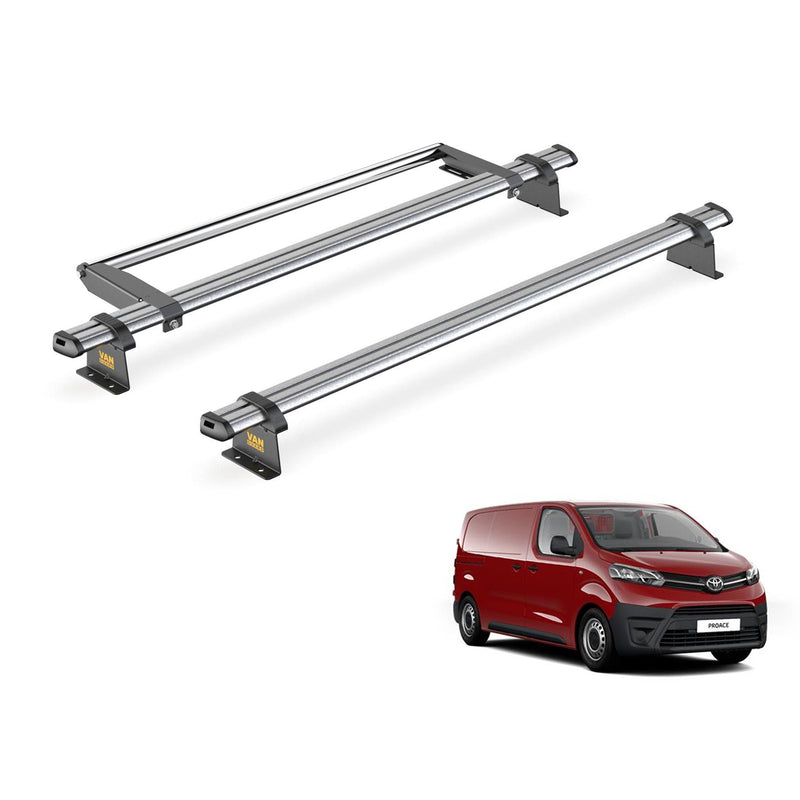Toyota ProAce (2016-2024) - 2 Van Guard Ultibar Trade Roof Bars + Roller