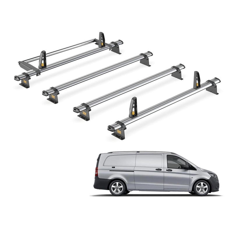 Mercedes Vito Roof Rack (2014+) [Extra-Long] 4x Bars and Roller Van Guard Trade