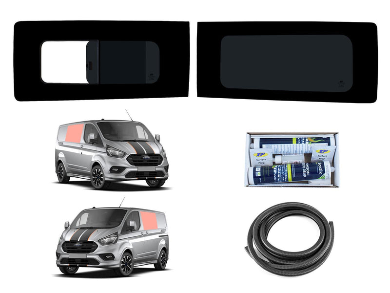 Ford Transit Custom (2013-2023) Driver Fixed Passenger Opening Side Windows Privacy Camper Glass with Fitting Kit