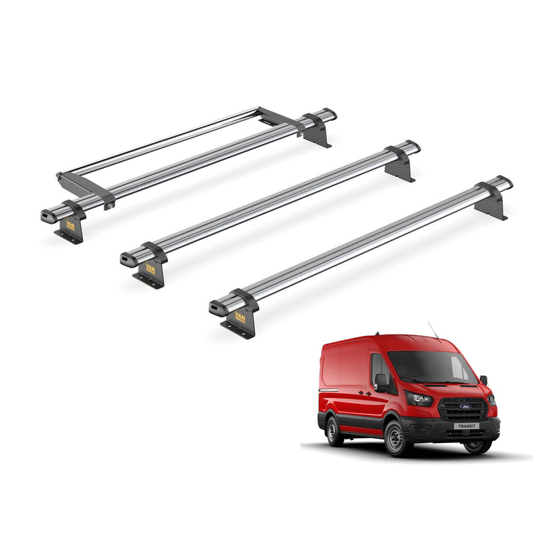 Ford Transit (2013-2024) - 3 Van Guard Ultibar Trade Roof Bars + Roller