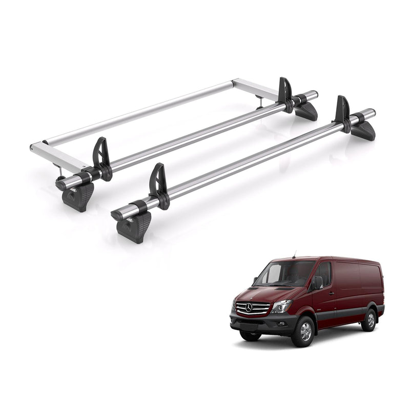 Mercedes Sprinter (2006-2018) - 2 Rhino Kammbar Fleet Roof Bars + Roller (Steel)