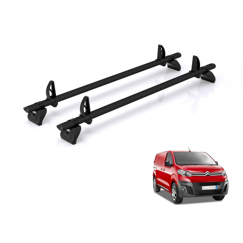 Peugeot Expert (2016-) - 2 Rhino Kammbar Black Roof Bars (Aluminium)