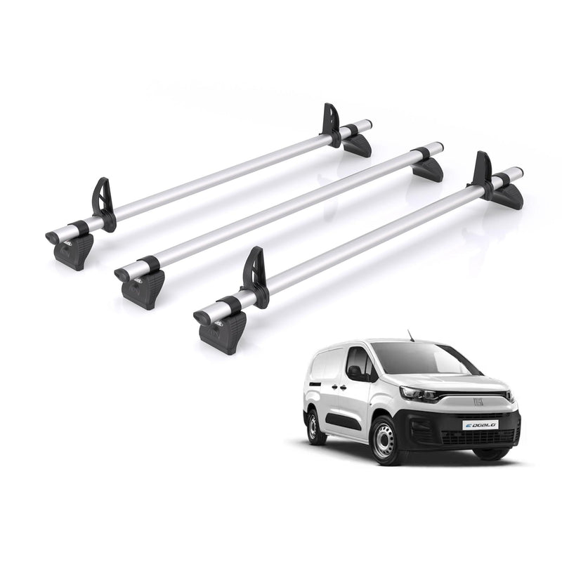 Fiat Doblo (2022-) - 3 Rhino Kammbar Pro Roof Bars (Aluminium)