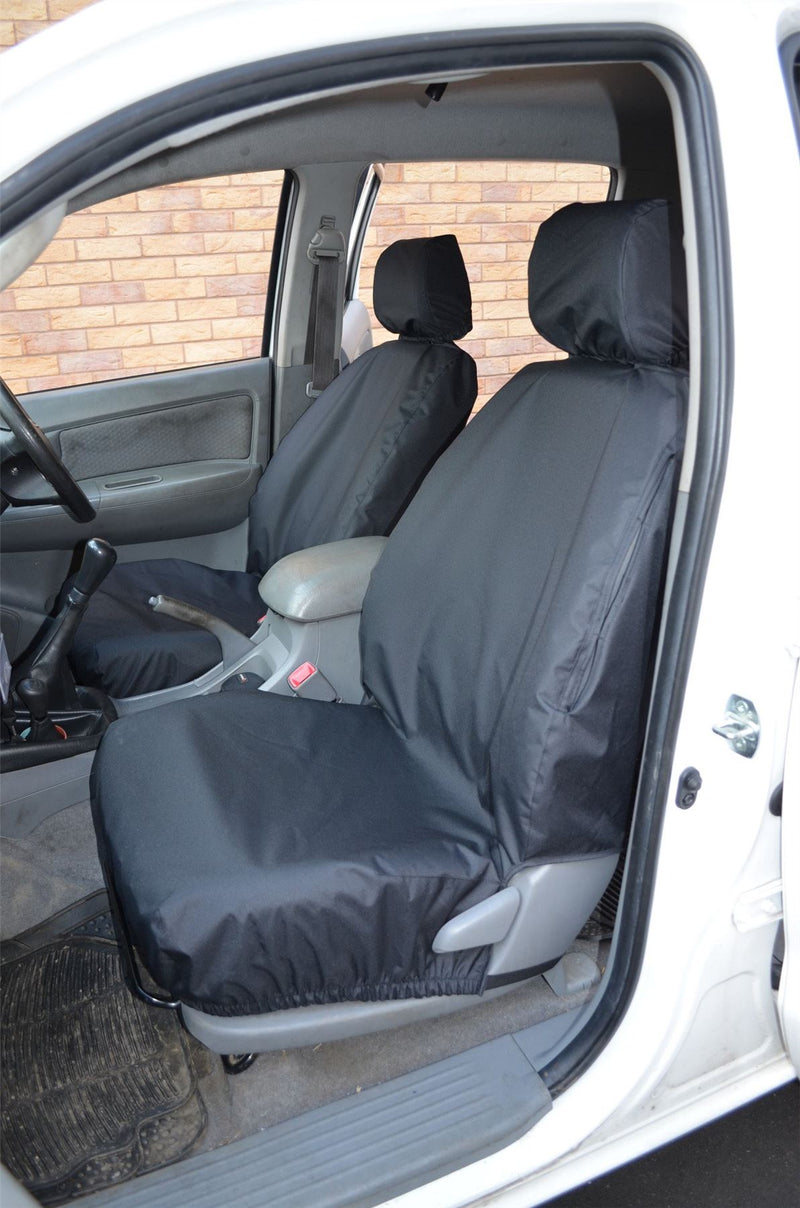 Tailored Fit Black Front 1+1 Seat Covers for Toyota Hilux (05-16) [Invincible]