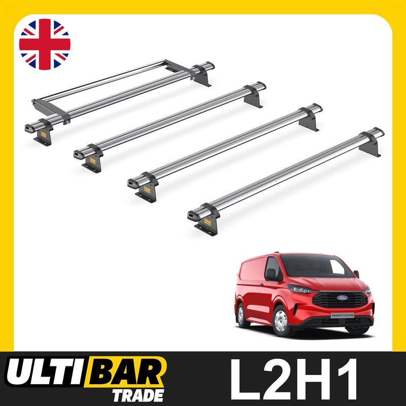 Ford Transit (2024-) Custom - 4 Van Guard UltiBar Trade Roof Bars + Roller