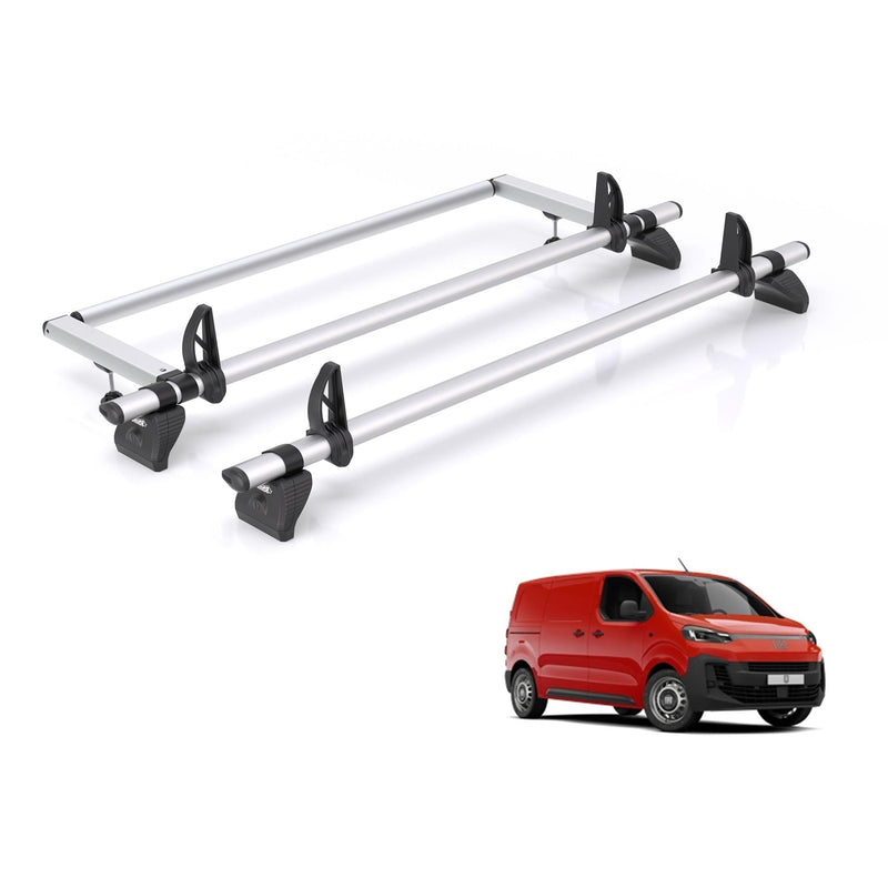 Fiat Scudo (2022-) - 2 Rhino Kammbar Pro Roof Bars + Roller (Aluminium)