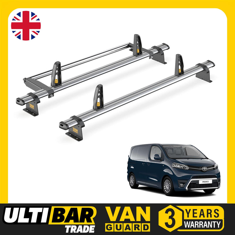 Toyota ProAce Roof Rack for (2016+ Compact) 2 Bars + Roller Van Guard Ulti Trade