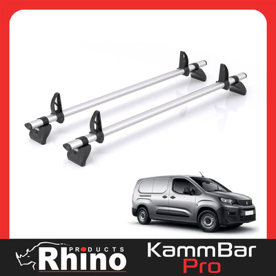 Peugeot Partner (2018-) - 2 Rhino Kammbar Pro Roof Bars (Aluminium)