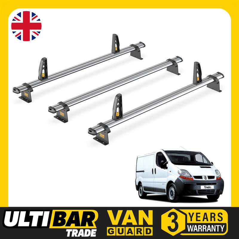 Renault Trafic Roof Rack for 2001-2014 3x Roof Bars + Loadstops Van Guard Trade