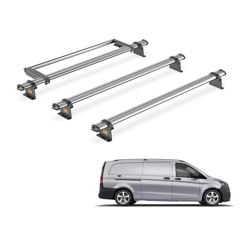 Mercedes Vito (2014-) - 3 Van Guard Ultibar Trade Roof Bars + Roller