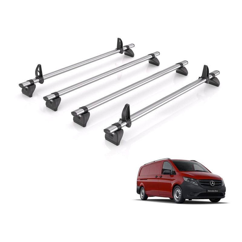 Mercedes Vito (2014-) - 4 Rhino Kammbar Fleet Roof Bars (Steel)