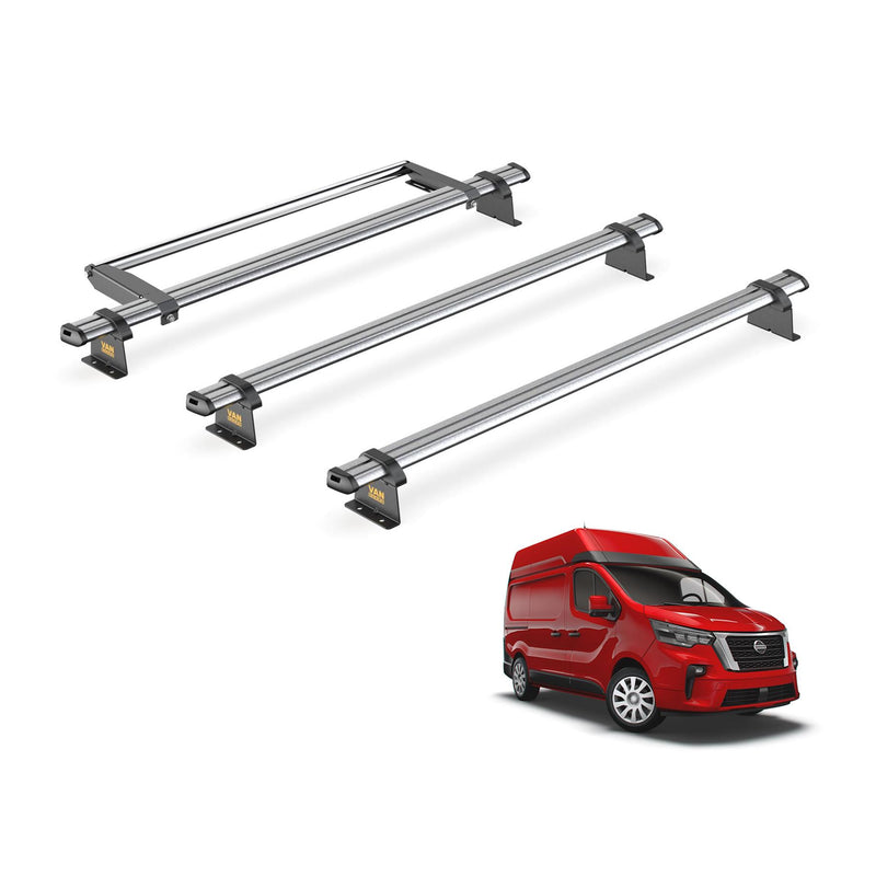 Nissan NV300 (2016-2021) - 3 Van Guard Ultibar Trade Roof Bars + Roller