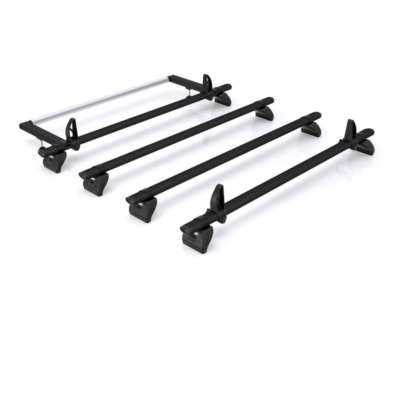 Mercedes Vito (2003-2014) - 4 Rhino Kammbar Black Roof Bars + Roller (Aluminium)