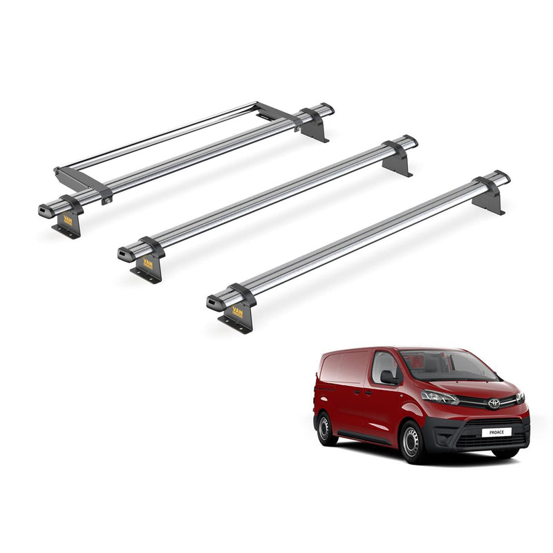 Toyota ProAce (2016-2024) - 3 Van Guard Ultibar Trade Roof Bars + Roller