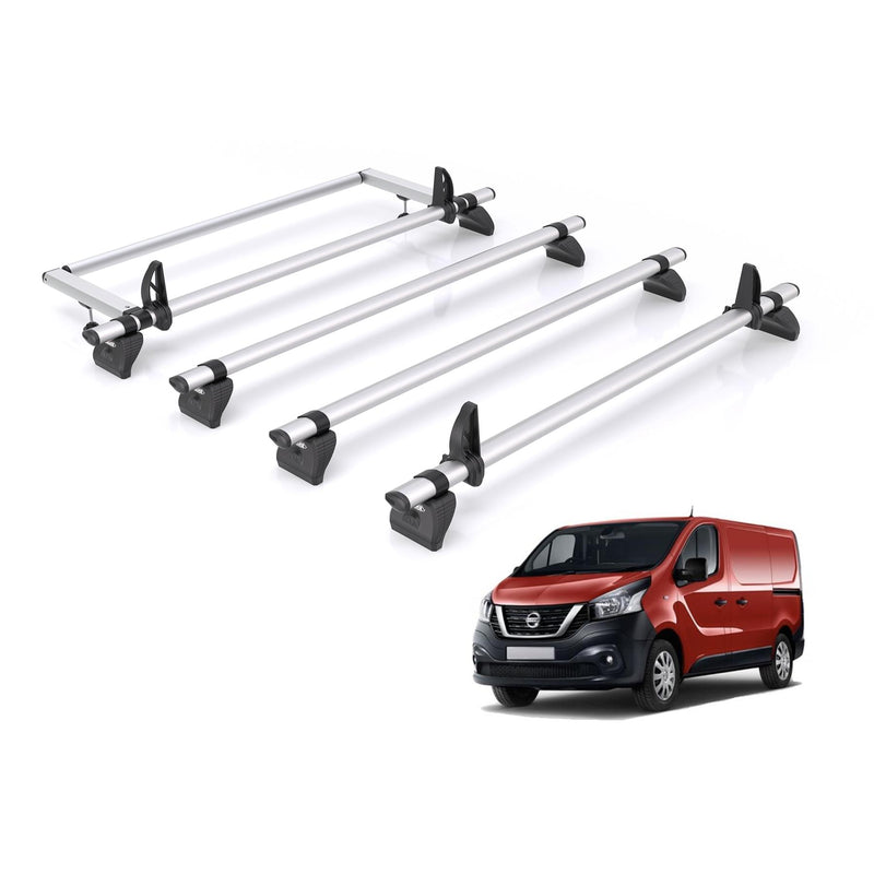 Nissan NV300 (2016-2021) - 4 Rhino Kammbar Pro Roof Bars + Roller (Aluminium)