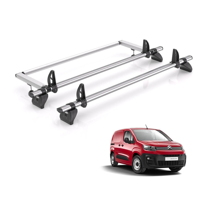 Citroen Berlingo - 2 Rhino Kammbar Fleet Roof Bars + Roller (Steel)