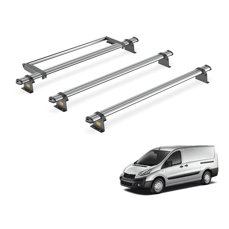 Peugeot Expert (2007-2016) - 3 Van Guard Ultibar Trade Roof Bars + Roller