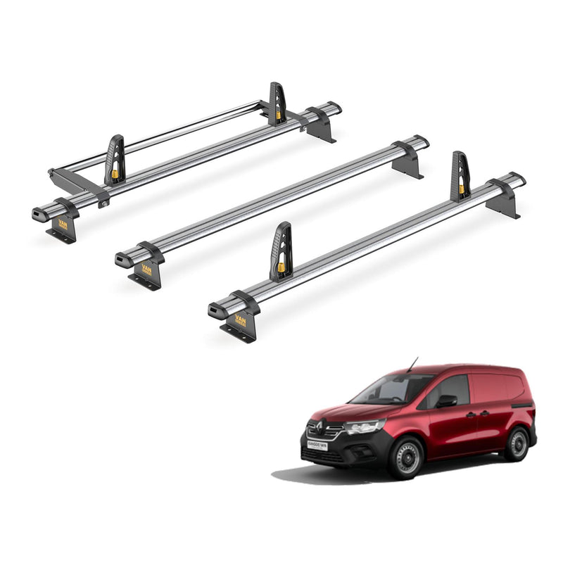 Renault Kangoo Roof Rack for 2021+ 3x Bars, Roller, Loadstops - Van Guard Trade