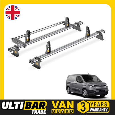 Toyota ProAce City Roof Rack for 2020+ [H2] 2x Bars, Roller, Loadstops Van Guard