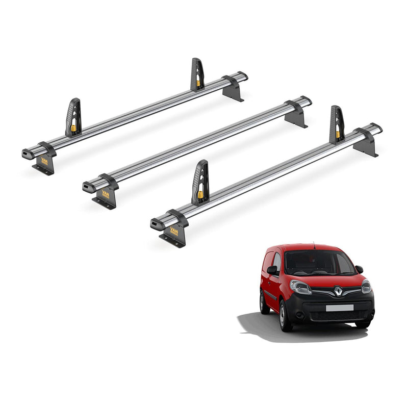 Renault Kangoo Roof Rack (2008-20 Maxi) 3x Roof Bars & Loadstops Van Guard Trade