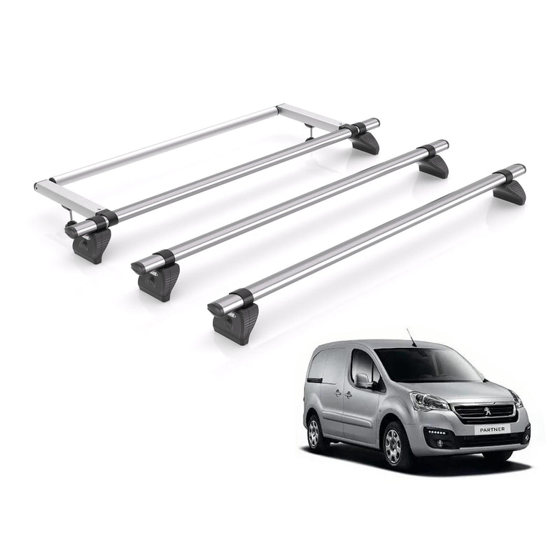 Peugeot Partner Roof Rack For 2008-2018 L1 With Barn Doors 3x Bars Rhino Fleet