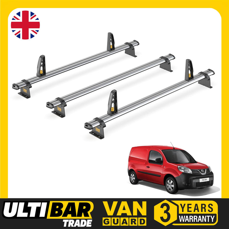 Van Guard Ulti Bar Trade + Loadstops 3 Bars Roof Rack For The Nissan Nv250 2019-2021