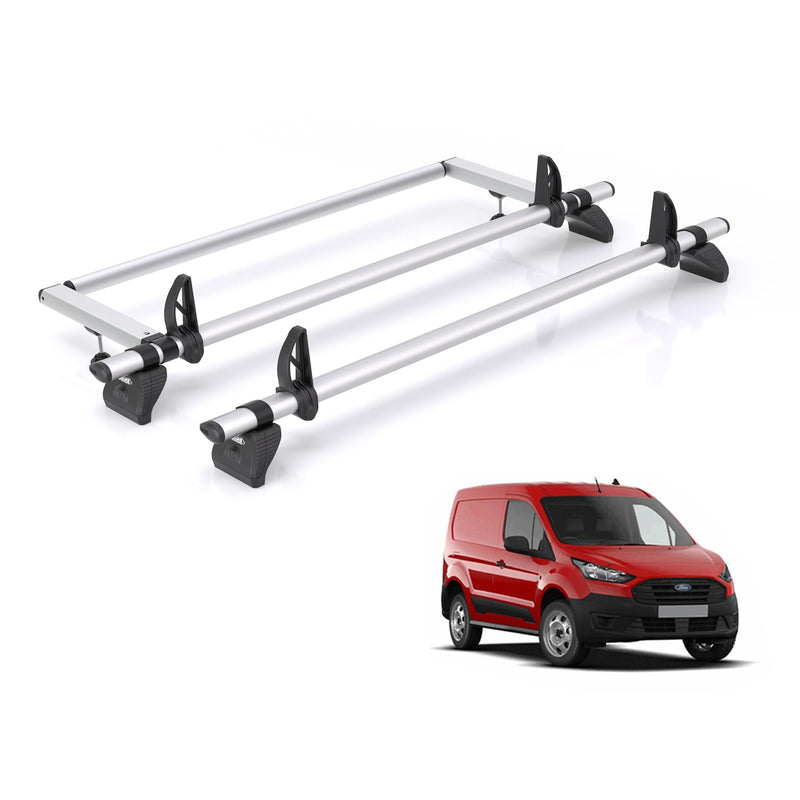 Ford Transit (2013-2024) Connect - 2 Rhino Kammbar Pro Roof Bars + Roller (Aluminium)