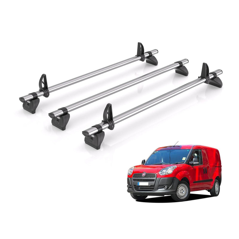 Fiat Doblo (2010-2022) - 3 Rhino Kammbar Fleet Roof Bars (Steel)