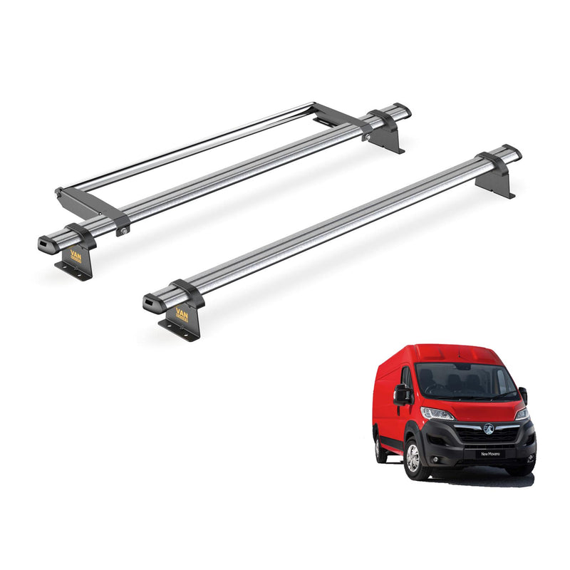 Vauxhall Movano (2010-2021) - 2 Van Guard Ultibar Trade Roof Bars + Roller