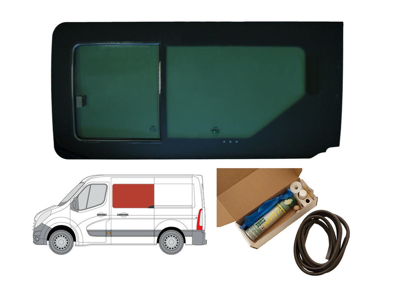 Vauxhall Movano (2010-2021) - Left Sliding Door Dark Tint Opening Window & Fitting Kit