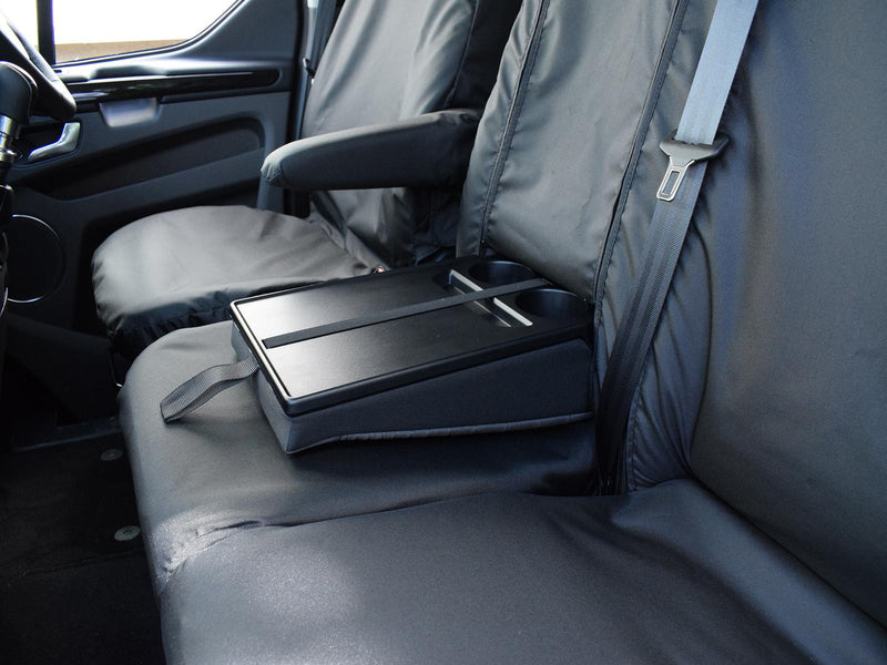 Ford Transit (2013-) Custom Front Driver & Double Passenger Black Seat Covers With Work Tray