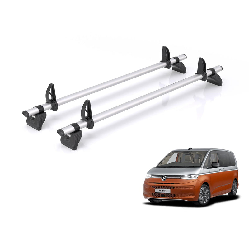 VW Transporter (2022-) Multivan - 2 Rhino Kammbar Pro Roof Bars (Aluminium)