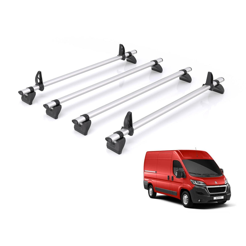 Peugeot Boxer (2006-) - 4 Rhino Kammbar Pro Roof Bars (Aluminium)
