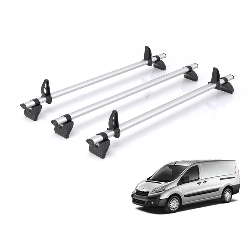 Peugeot Expert (2007-2016) - 3 Rhino Kammbar Pro Roof Bars (Aluminium)
