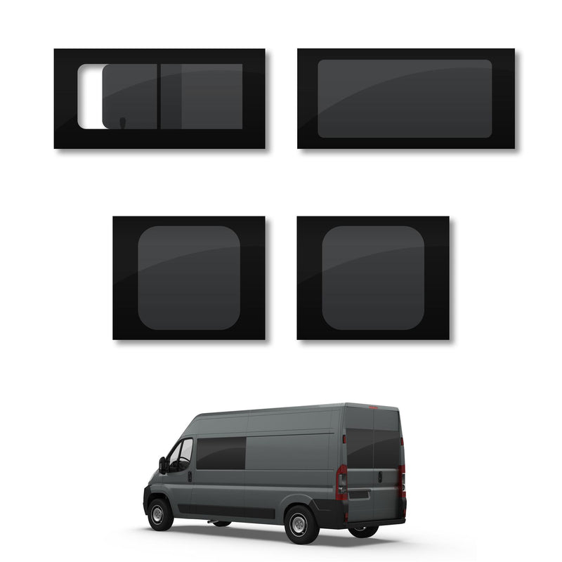 Peugeot Boxer (2006-) Driver Fixed Passenger Opening Side and Rear Door Window Privacy Camper Glass Full Kit