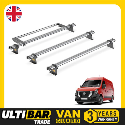 Nissan Interstar Roof Rack for 2022+ [H1/H2] 3x Bars & Roller  - Van Guard Trade