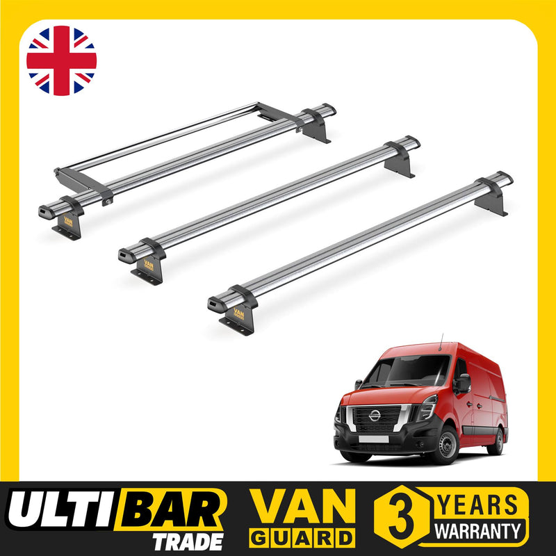 Nissan Interstar Roof Rack for 2022+ [H1/H2] 3x Bars & Roller  - Van Guard Trade
