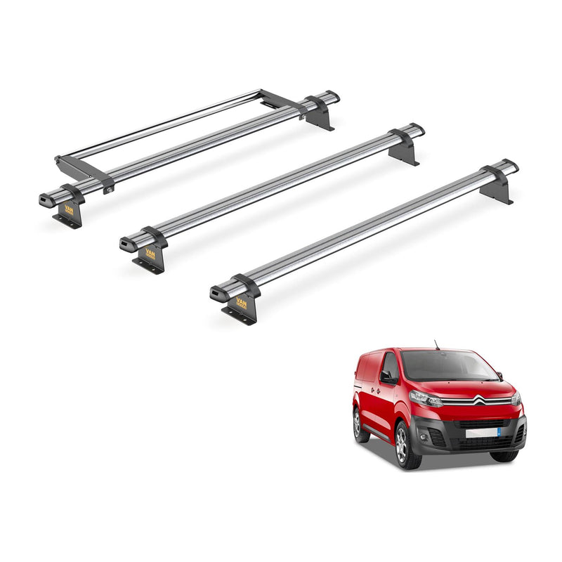 Peugeot Expert (2016-) - 3 Van Guard Ultibar Trade Roof Bars + Roller