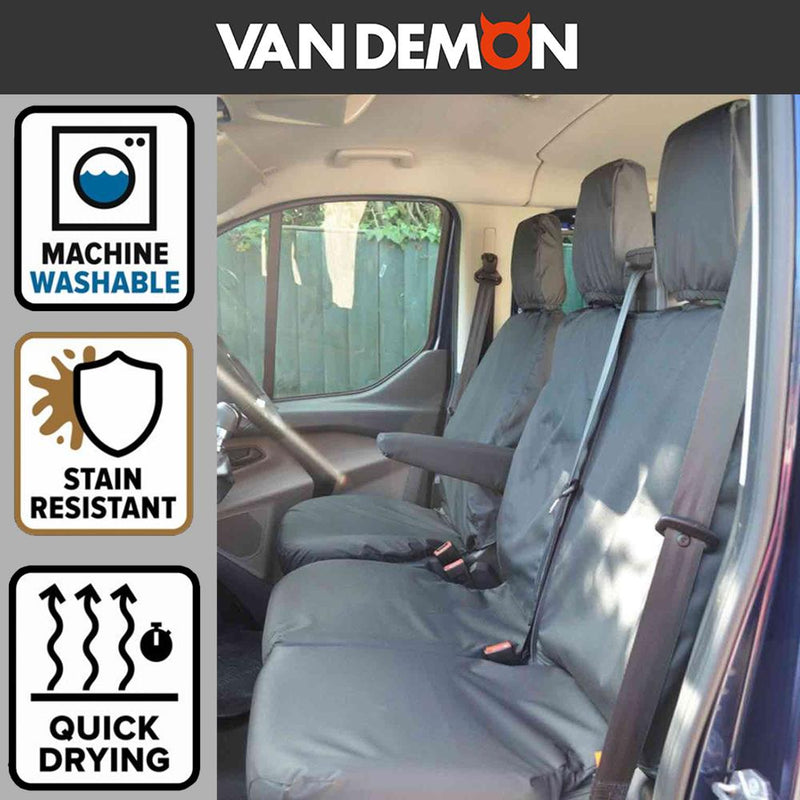 Ford Transit (2013-) Custom Front Driver & Double Passenger Black Seat Covers